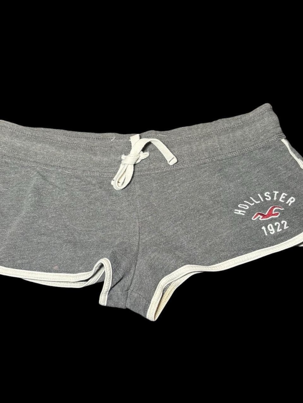 Hollister Gray Athletic Logo Knit Shorts with White Trim